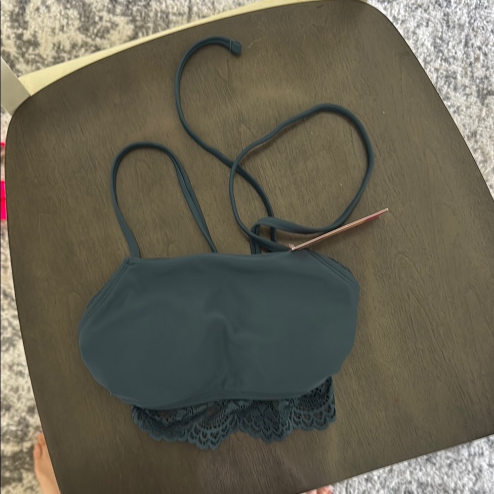 Elegant Lace Trim Bralette - Teal